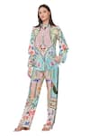 Buy_Limerick By Abirr N' Nanki_Blue Crepe Peacock, Botanical Cheryl Printed Pant _at_Aza_Fashions