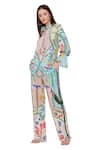 Limerick By Abirr N' Nanki_Blue Crepe Peacock, Botanical Cheryl Printed Pant _Online_at_Aza_Fashions