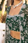 Buy_Chhavvi Aggarwal_Green Georgette Sequins, Beads Sweetheart Neck Printed Cape And Palazzo Set _Online_at_Aza_Fashions