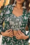 Buy_Chhavvi Aggarwal_Green Crepe Sequins, Embroidery, Cut Work Collared Floral Print Pant Suit Set _Online_at_Aza_Fashions