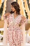 Buy_Chhavvi Aggarwal_Cream Crepe, Net Embroidery, Sequins, Beads, Gota Floral Print Kurta Sharara Set _Online_at_Aza_Fashions