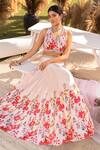 Chhavvi Aggarwal_Off White Modal, Satin, Organza Sequins, Beads, Floral Print Kalidar Lehenga Set _Online_at_Aza_Fashions