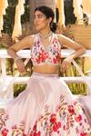 Buy_Chhavvi Aggarwal_Off White Modal, Satin, Organza Sequins, Beads, Floral Print Kalidar Lehenga Set _Online_at_Aza_Fashions