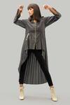 Buy_Chillosophy_Grey Cotton Silk V Neck Asymmetric Tunic  _at_Aza_Fashions