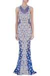 Shop_Chisel By Meghna Ramrakhiya_Blue Round Embroidered Trail Gown  _Online_at_Aza_Fashions