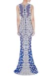 Shop_Chisel By Meghna Ramrakhiya_Blue Round Embroidered Trail Gown  _at_Aza_Fashions