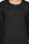 The Chikankarists_Black Cotton Embroidery Round Chikankari Kurta  _at_Aza_Fashions