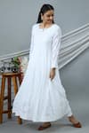 Buy_The Chikankarists_White Cotton Chikankari Anarkali_at_Aza_Fashions