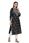 The Chikankarists_Black Hand Embroidered Chikankari Cotton Kurta_Online_at_Aza_Fashions