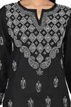 Shop_The Chikankarists_Black Hand Embroidered Chikankari Cotton Kurta_Online_at_Aza_Fashions