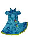 Shop_Charkhee_Blue Tie Dye Lehenga Set For Girls_at_Aza_Fashions