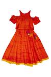 Buy_Charkhee_Orange Cotton Tie Dye Gota Work Lehenga Set _at_Aza_Fashions