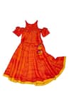 Shop_Charkhee_Orange Cotton Tie Dye Gota Work Lehenga Set _at_Aza_Fashions