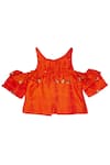 Charkhee_Orange Cotton Tie Dye Gota Work Lehenga Set _Online_at_Aza_Fashions