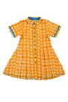 Buy_Charkhee_Yellow Cotton Printed Shirt Dress For Girls_at_Aza_Fashions