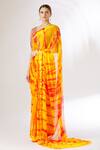 Buy_Samyukta Singhania_Yellow Chiffon Tie And Dye Saree_at_Aza_Fashions