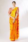 Samyukta Singhania_Yellow Chiffon Tie And Dye Saree_Online_at_Aza_Fashions