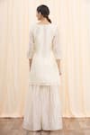 Shop_Arihant Rai Sinha_Off White Chanderi Lace Round Hand Painted Floral Kurta Sharara And Dupatta Set _at_Aza_Fashions