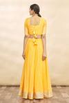 Shop_Samyukta Singhania_Yellow Linen Cotton Lehenga Set _at_Aza_Fashions