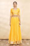 Buy_Samyukta Singhania_Yellow Linen Cotton Lehenga Set _Online_at_Aza_Fashions