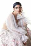 Buy_Pankaj & Nidhi_Beige Blouse Silk Organza Lehenga Tulle Embroidered Set _Online_at_Aza_Fashions