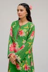 Shop_Chrkha_Green Chanderi Silk Cotton Lining Shantoon Digital Print Round Kurta Set _Online_at_Aza_Fashions