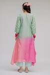 Shop Chrkha Pink Chanderi Silk Cotton Lining Shantoon Embroidered Mint Ombre Kurta Set For Kids at Aza Fashions Shop_Chrkha_Pink Chanderi Silk Cotton Lining Shantoon Embroidered Mint Ombre Kurta Set For Kids_at_Aza_Fashions