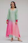 Buy Chrkha Pink Chanderi Silk Cotton Lining Shantoon Embroidered Mint Ombre Kurta Set For Kids Online at Aza Fashions Buy_Chrkha_Pink Chanderi Silk Cotton Lining Shantoon Embroidered Mint Ombre Kurta Set For Kids_Online_at_Aza_Fashions