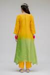 Shop Chrkha Yellow Chanderi Silk Cotton Lining Shantoon Embroidered Ombre Kurta Set For Kids at Aza Fashions Shop_Chrkha_Yellow Chanderi Silk Cotton Lining Shantoon Embroidered Ombre Kurta Set For Kids_at_Aza_Fashions