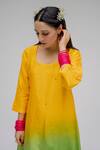 Shop Chrkha Yellow Chanderi Silk Cotton Lining Shantoon Embroidered Ombre Kurta Set For Kids Online at Aza Fashions Shop_Chrkha_Yellow Chanderi Silk Cotton Lining Shantoon Embroidered Ombre Kurta Set For Kids_Online_at_Aza_Fashions