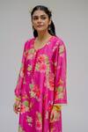Shop_Chrkha_Pink Chanderi Silk Cotton Lining Shantoon Printed Embroidered Kurta Set _Online_at_Aza_Fashions