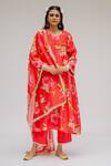 Buy_Chrkha_Red Chanderi Silk Cotton Lining Shantoon Printed Digital Floral Kurta Set For Kids_at_Aza_Fashions