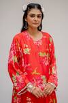 Shop_Chrkha_Red Chanderi Silk Cotton Lining Shantoon Printed Digital Floral Kurta Set For Kids_Online_at_Aza_Fashions