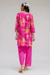 Shop_Chrkha_Pink Chanderi Silk Cotton Lining Shantoon Digital Print V Tunic And Pant Set _at_Aza_Fashions