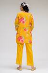 Shop_Chrkha_Yellow Chanderi Silk Cotton Lining Shantoon Printed Digital Tunic And Pant Set _at_Aza_Fashions