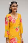 Buy_Chrkha_Yellow Chanderi Silk Cotton Lining Shantoon Printed Digital Tunic And Pant Set _Online_at_Aza_Fashions