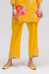 Chrkha_Yellow Chanderi Silk Cotton Lining Shantoon Printed Digital Tunic And Pant Set _at_Aza_Fashions