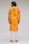 Shop_Chrkha_Yellow Chanderi Silk Satin Lining Printed Floral Kurta Set _at_Aza_Fashions