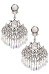 Buy_Prerto_White Pearls And Crystals Windfall Earrings_at_Aza_Fashions