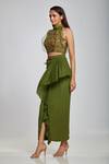 Buy_Ohaila Khan_Green Crepe Ruffle Skirt  _Online_at_Aza_Fashions
