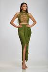Buy_Ohaila Khan_Green Crepe Ruffle Skirt  _at_Aza_Fashions
