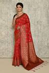 Buy_Naintara Bajaj_Red Silk Woven Leaf Motifs Pattern Saree For Women_at_Aza_Fashions