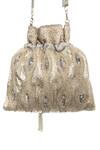 SG Collection By Sonia Gulrajani_Silver Beads, Sequins, Diamonds Cinderella Embroidered Potli Bag _Online_at_Aza_Fashions