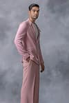 Sarab Khanijou_Pink Jersey Plain Zipper Jacket And Pant Co-ord Set _Online_at_Aza_Fashions