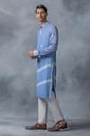 Sarab Khanijou_Blue Moss Crepe Tie Dye Kurta Set _at_Aza_Fashions