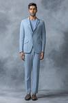 Buy_Sarab Khanijou_Sky Blue Jersey Plain Zipper Detailed Blazer And Pant Co-ord Set _Online_at_Aza_Fashions