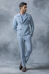 Buy_Sarab Khanijou_Sky Blue Jersey Plain Zipper And Patch Pocket Detailed Blazer & Pant Set _Online_at_Aza_Fashions