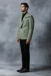 Buy_Sarab Khanijou_Green Suiting Fabric Textured Pintucks Blazer _Online_at_Aza_Fashions