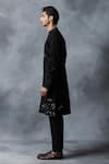 Buy_Sarab Khanijou_Black Chanderi Silk Embroidery Sequin Placement Kurta Set _Online_at_Aza_Fashions