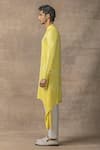 Buy_Sarab Khanijou_Yellow Moss Crepe Plain Tie Dye Full Sleeve Kurta Set For Men_Online_at_Aza_Fashions